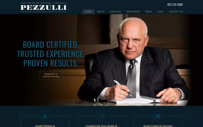 Screenshot of the Law Office of Michael F. Pezzulli Website