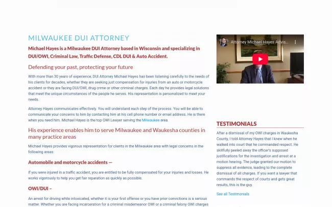 Screenshot of the The Law Office of Michael Hayes, LLC Website