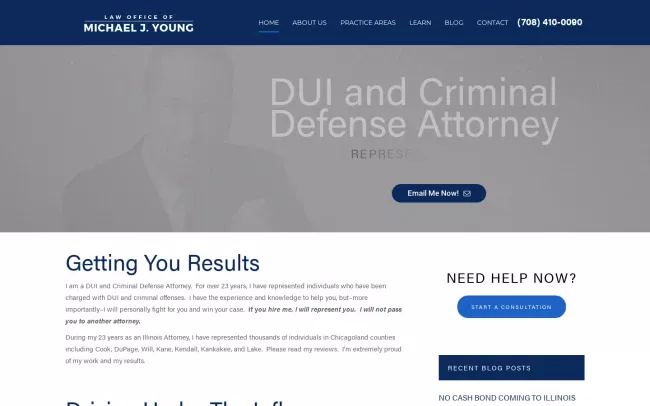 Screenshot of the Law Office of Michael J. Young Website