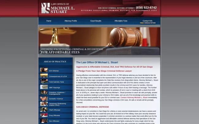 Screenshot of the Law Office of Michael L. Stuart Website