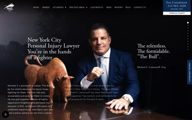 Screenshot of the The Law Offices of Michael S. Lamonsoff, PLLC Website