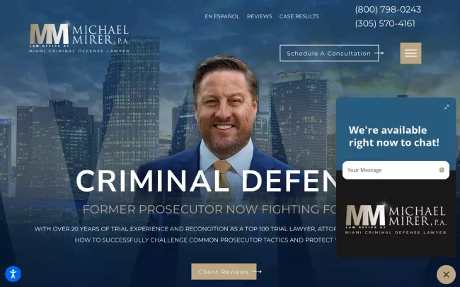 Screenshot of the Law Office of Michael Mirer, P.A. Website