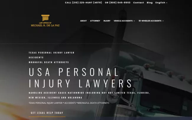 Screenshot of the Law Office of Michael R. De La Paz Website