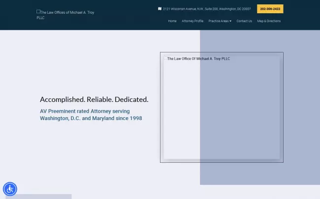Screenshot of the The Law Office of Michael A. Troy PLLC Website