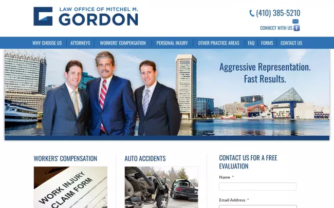 Screenshot of the Law Office of Mitchel M. Gordon Website