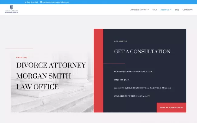 Screenshot of the The Law Office of Morgan Smith Website