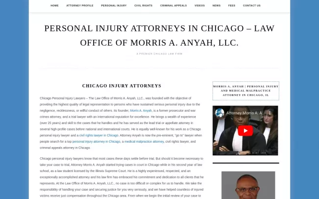 Screenshot of the Law Office of Morris A. Anyah, LLC. Website
