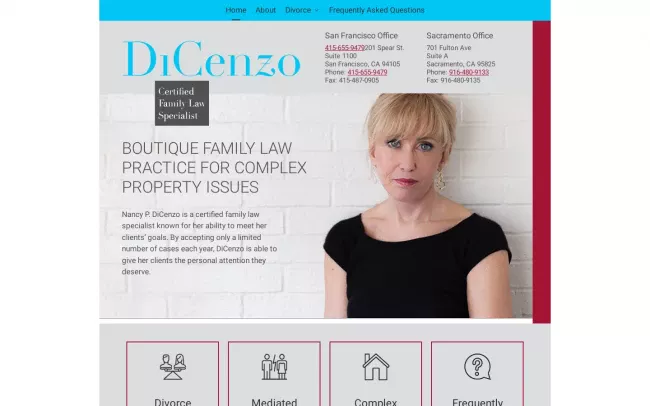 Screenshot of the The Law Office of Nancy P. DiCenzo, Inc. Website