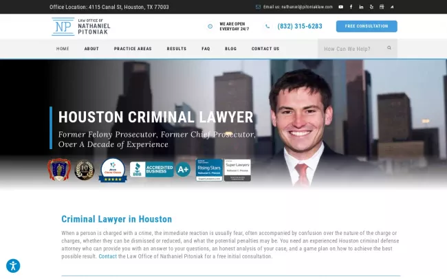 Screenshot of the Law Office of Nathaniel Pitoniak Website