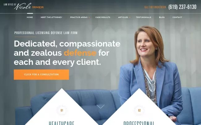 Screenshot of the Law Office of Nicole Irmer Website