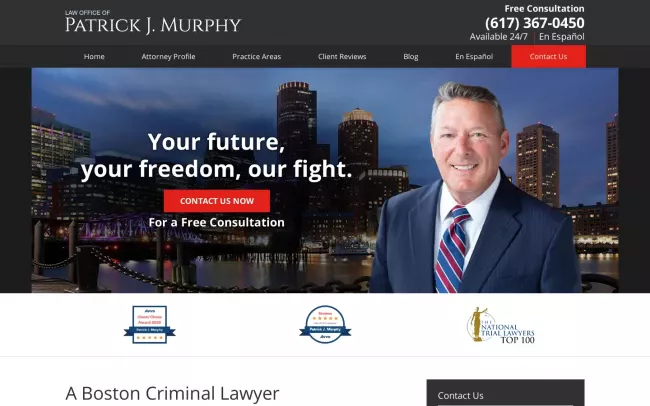 Screenshot of the Law Office of Patrick J. Murphy Website