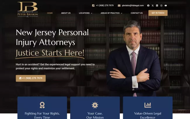 Screenshot of the Law Office of Peter Briskin, P.C. Website