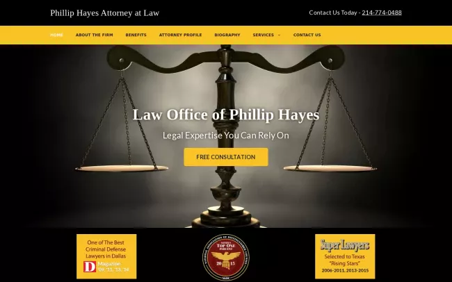 Screenshot of the Law Office of Phillip Hayes Website