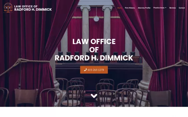 Screenshot of the Law Office of Radford Dimmick Website