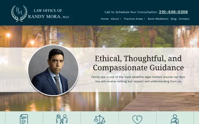 Screenshot of the Law Office of Randy Mora, PLLC Website