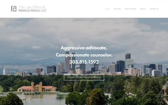 Screenshot of the Law Office of Rebecca Albano, LLC Website
