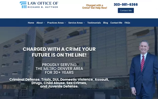 Screenshot of the Law Office Of Richard B. Huttner Website