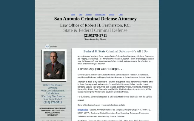 Screenshot of the Law Office of Robert H. Featherston, P.C. Website