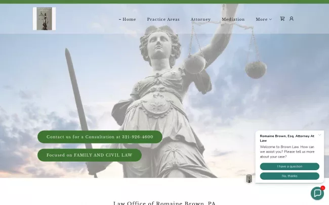 Screenshot of the Law Office of Romaine Brown, PA Website