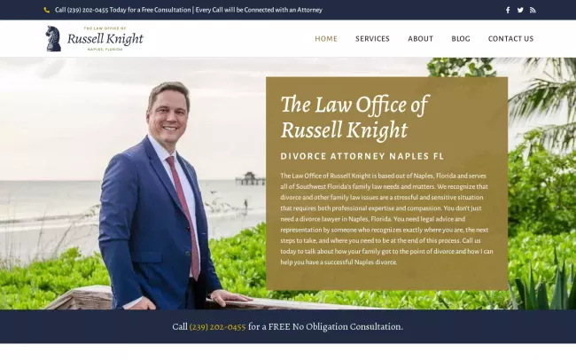 Screenshot of the Law Office of Russell Knight Website