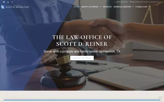 Screenshot of the Law Office of Scott D. Reiner, PLLC Website