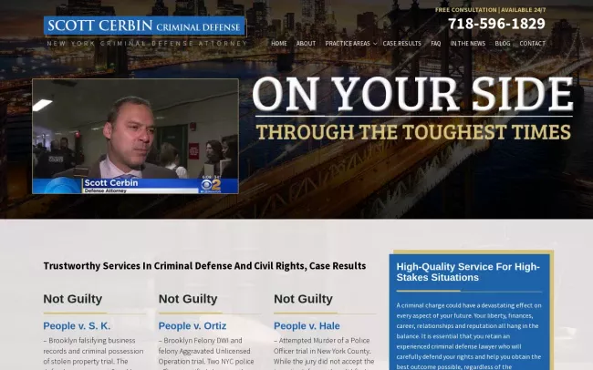 Screenshot of the Scott Cerbin Criminal Defense Website