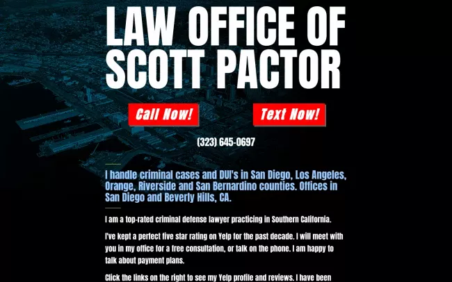 Screenshot of the Law Office of Scott Pactor Website
