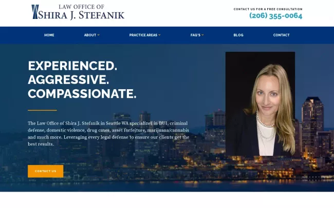 Screenshot of the Law Office of Shira J. Stefanik Website