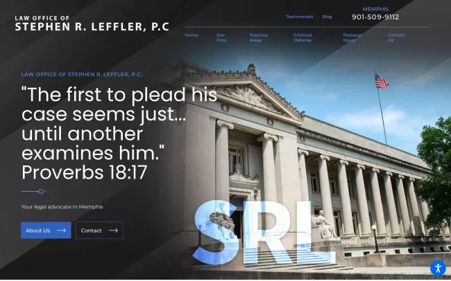 Screenshot of the Law Office of Stephen R. Leffler, P.C. Website