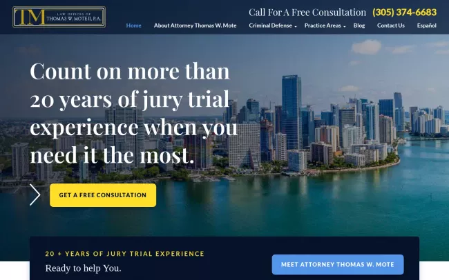 Screenshot of the Thomas Mote Law Website