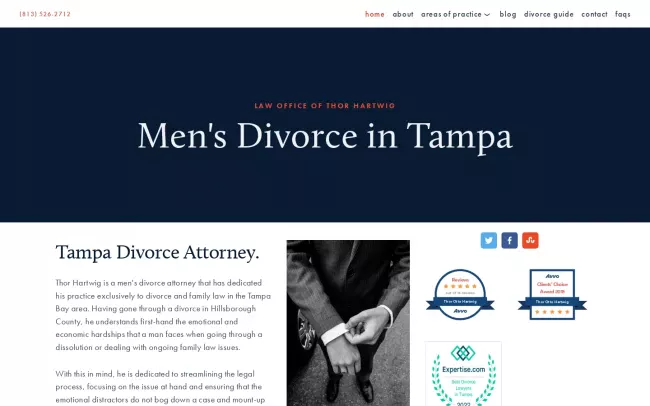 Screenshot of the Law Office of Thor Hartwig Website