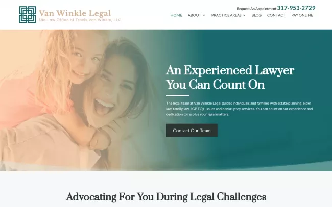 Screenshot of the The Law Office of Travis Van Winkle, LLC Website