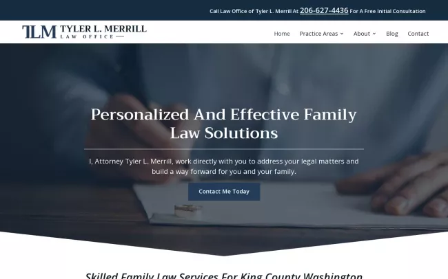 Screenshot of the Law Office of Tyler L. Merrill Website