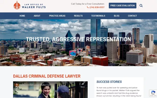 Screenshot of the Law Office of Walker Fults Website