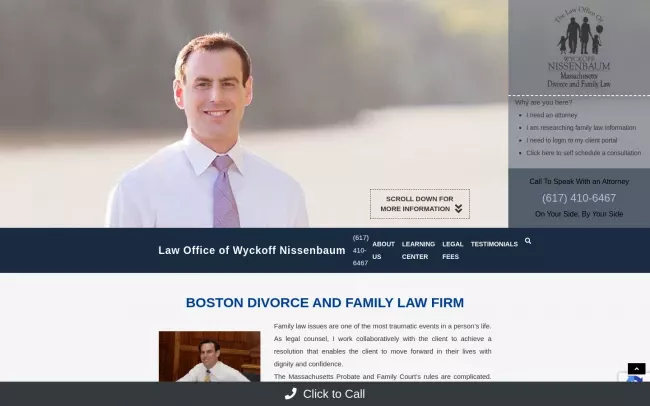 Screenshot of the The Law Office of Wyckoff Nissenbaum Website