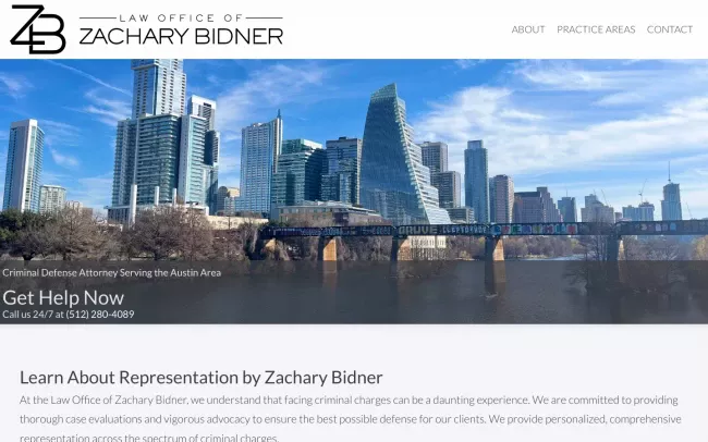 Screenshot of the Law Office of Zachary Bidner Website