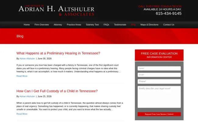 Screenshot of the Law Offices of Adrian H. Altshuler & Associates Blog