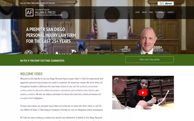 Screenshot of the The Law Offices Of Allan S. Field Website