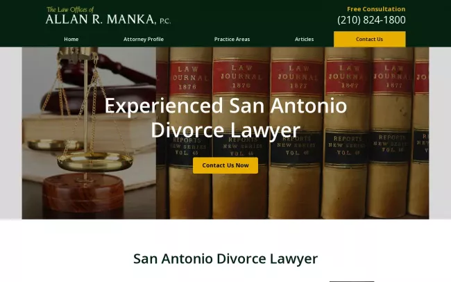 Screenshot of the The Law Offices of Allan R. Manka, P.C. Website