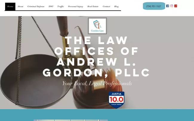 Screenshot of the The Law Offices of Andrew L. Gordon, PLLC Website