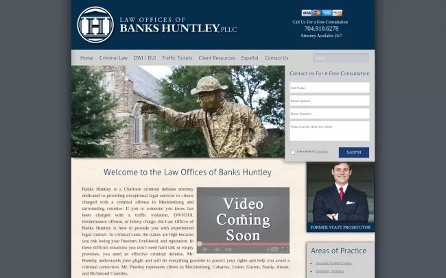 Screenshot of the Law Offices of Banks Huntley, PLLC Website