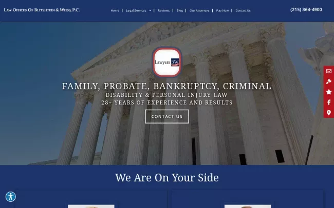 Screenshot of the Law Offices Of Blitshtein & Weiss, P.C. Website