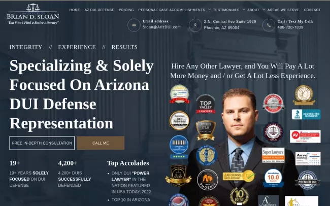Screenshot of the Law Offices of Brian D Sloan Website