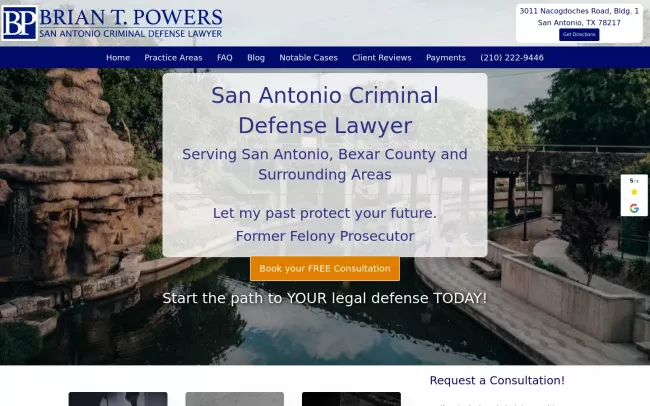 Screenshot of the The Law Offices of Brian Powers Website
