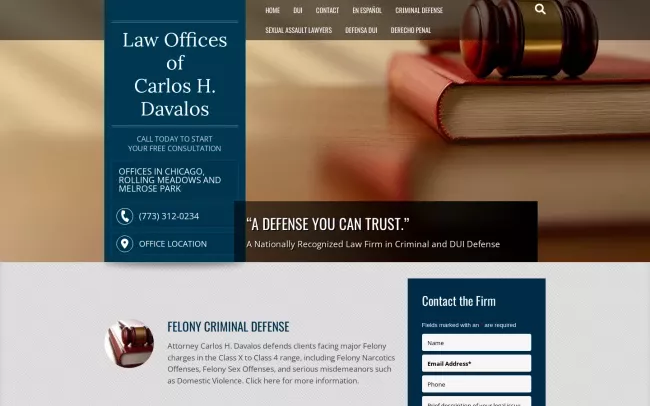 Screenshot of the The Law Offices of Carlos H. Davalos Website