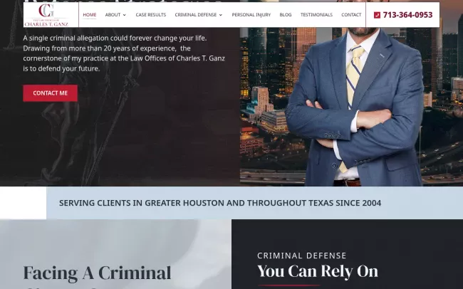 Screenshot of the Law Offices of Charles T. Ganz Website
