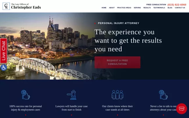 Screenshot of the The Law Offices of Christopher Eads, PLLC Website