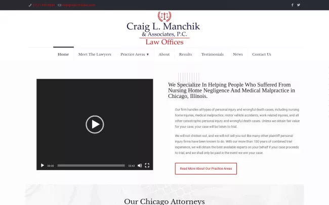 Screenshot of the Law Offices of Craig L. Manchik & Associates, P.C. Website
