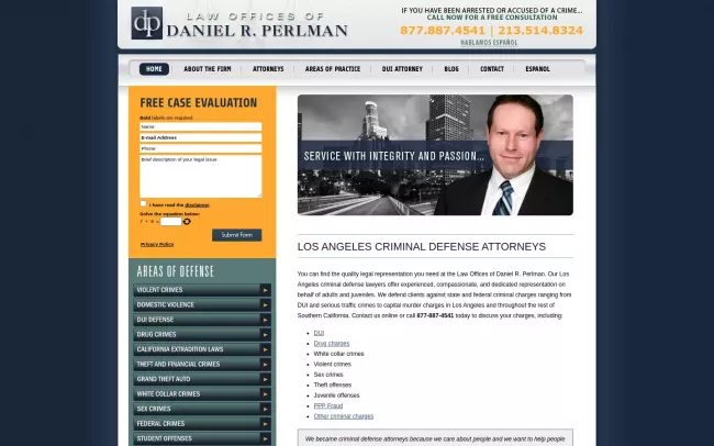 Screenshot of the Law Offices of Daniel R. Perlman Website