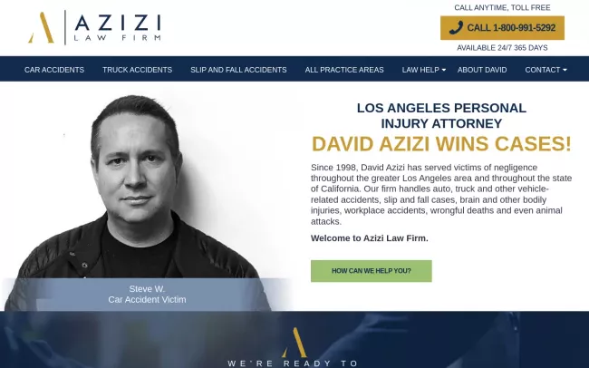 Screenshot of the David Azizi Law Offices Website